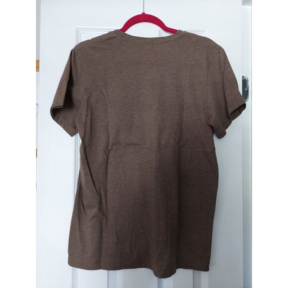 Brown Crewneck T-Shirt With "Herd That" Graphic Design Size M Gildan Heavy Cotto - Picture 3 of 3